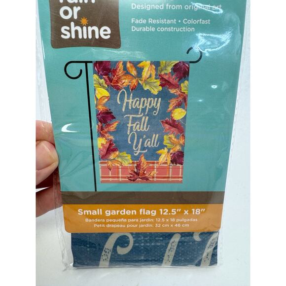 Rain Or Shine Happy Fall Y'all Small Garden Flag 12.5" X 28" Autumn Fall Leaves - Picture 3 of 4